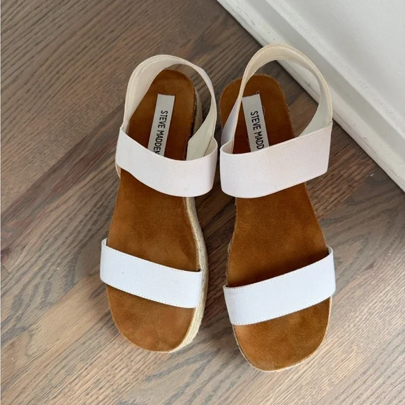 Steve Madden White Espadrille Platform Sandals - Picture 2 of 3